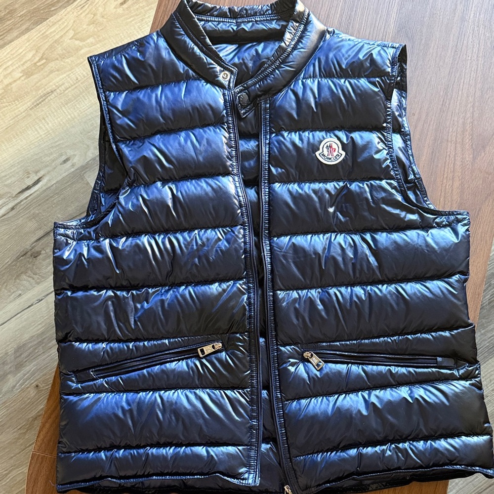 Moncler Men's Shiny Navy Blue Puffer Vest